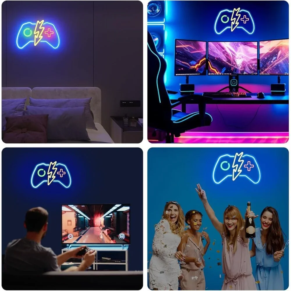 Blue Gaming Neon Sign Dimmable Gamer LED Neon Lights for Video Game Room